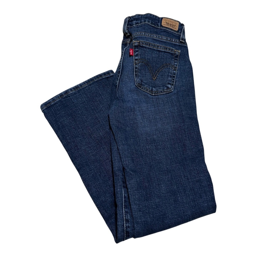 Levi's 515‎ Bootcut Cotton Blend Dark Wash Straight Jeans Women's 4P (27x28 7/8)